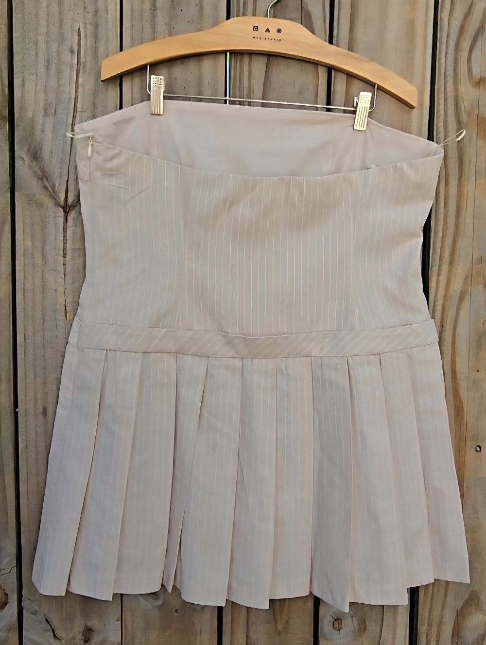 Zara Strapless Pleated Mini Dress in Cream, Interior Short - Picture 5 of 7